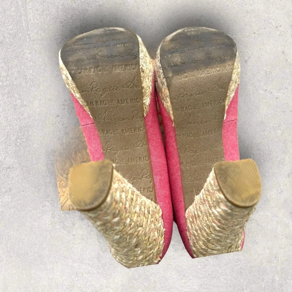 American Rag Kali Red Platform Espadrille High Heel Peep Open Toe Shoe SZ‎ 11M